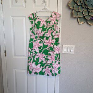 Lilly Pulitzer Allura Dress | Prep Green Pink Twinkle | 10 | EUC | 100% Cotton